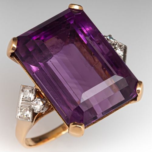 Gorgeous 1940s Amethyst Cocktail Ring 18K Yellow Gold