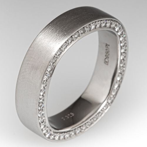 Matte Finish Designer Diamond Eternity Band Ring Platinum Size 5.75