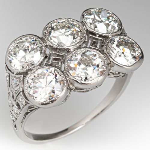 Spectacular Old Euro Diamond Ring Platinum 4CTW