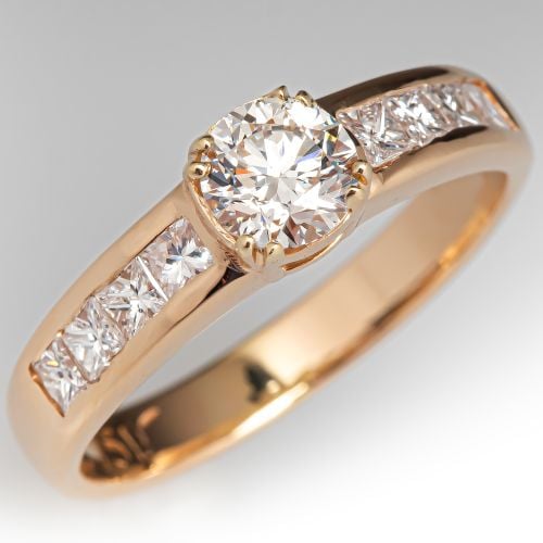 1/2 Carat Diamond Engagement Ring 18K Yellow Gold 