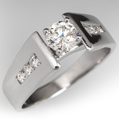 Cathedral Shoulder Diamond Engagement Ring 14K White Gold