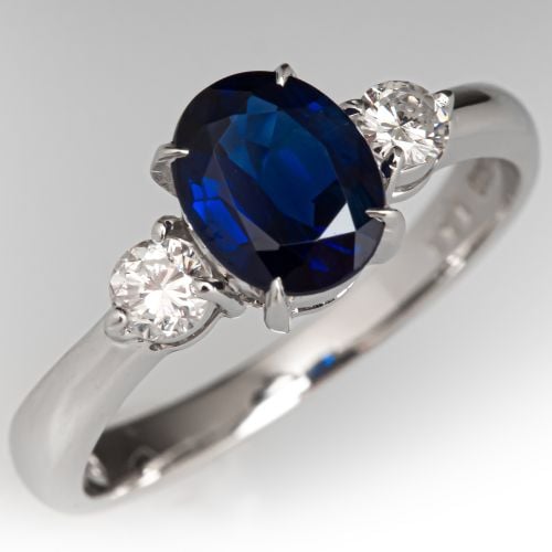 Classic 1 Carat Sapphire Engagement Ring Platinum