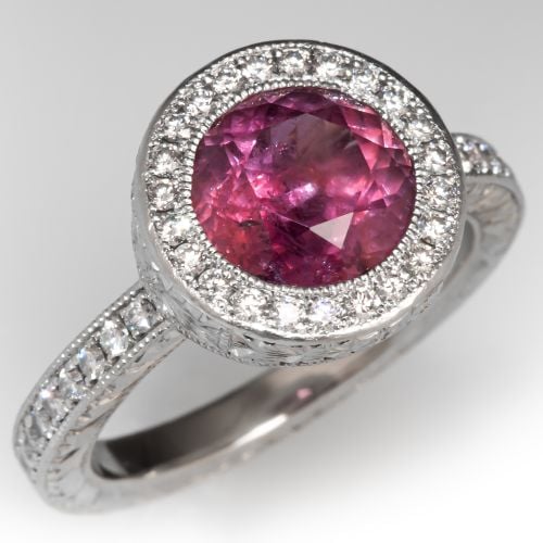 Natural No Heat Color Change Sapphire & Diamond Engagement Ring 14K ...