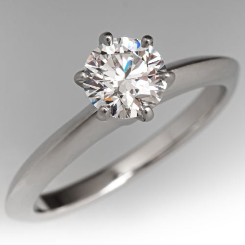 Tiffany & Co. Knife Edge Diamond Engagement Ring Platinum .71Ct D/IF