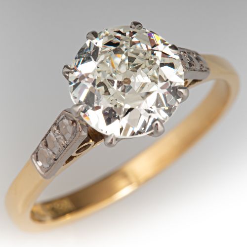 Circa 1910s Diamond Engagement Ring 18K Yellow Gold 1.67Ct K/VS2 GIA