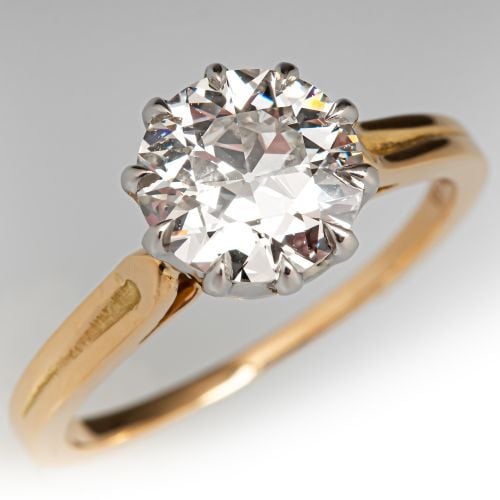 Claw Prong Diamond Solitaire Engagement Ring 18K Yellow Gold/ Plat 1.31Ct I/VS1 GIA