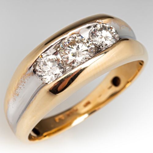 1 Carat Mens Channel Set Diamond Ring 14K Yellow Gold