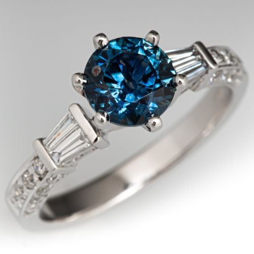 Gorgeous Montana Sapphire Engagement Ring 18K White Gold