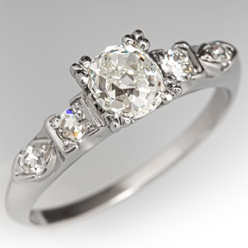 Heirloom Old Mine Diamond Engagement Ring .73Ct K/VS2 GIA