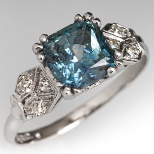 Gorgeous Vintage 2 Carat Montana Sapphire Engagement Ring Platinum