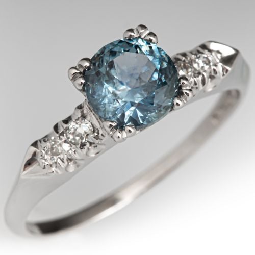 Teal Montana Sapphire Engagement Ring Platinum