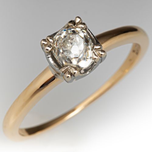 1950s Jabel Engagement Ring w/ Old Mine Cut Diamond .64Ct I/SI2 GIA
