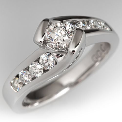 Modern Diamond Engagement Ring 14K White Gold