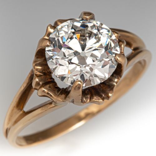 Circa 1940s Vintage 2 Carat Transitional Cut Diamond Engagement Ring 2.02Ct I/I1 GIA