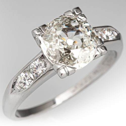 Vintage Old Euro Diamond Engagement Ring Platinum 
