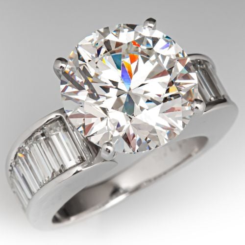 7 Carat G/VS1 Lab Grown Diamond In 1980s Baguette Diamond Accented Mounting 14K White Gold