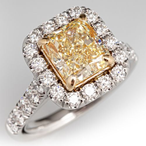 Radiant Diamond Engagement Ring 14K White Gold 2.10Ct W-X/VS2 GIA