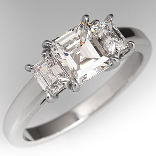 Three Stone Diamond Engagement Ring Platinum 1.01Ct F/VS1 GIA