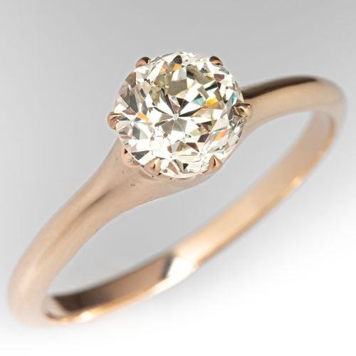 Claw Set Vintage Diamond Solitaire Engagement Ring Yellow Gold 
