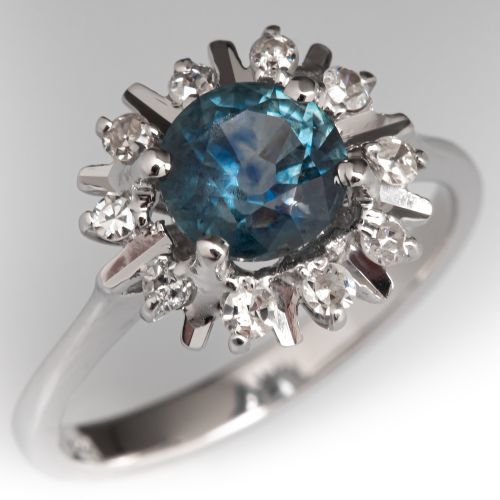 Montana Sapphire & Diamond Ring 18K White Gold  