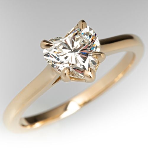 Heart Cut Diamond Solitaire Engagement Ring 14K Yellow Gold 1.10Ct K/SI1 GIA