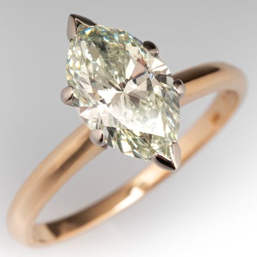 Lovely Marquise Diamond Solitaire Engagement Ring 14K Yellow gold