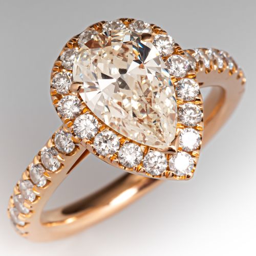Pear Brilliant Diamond Halo Engagement Ring 1.22Ct M/SI1 GIA
