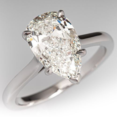 Pear Diamond Engagement Ring 14K White Gold 1.99Ct L/VS1 GIA