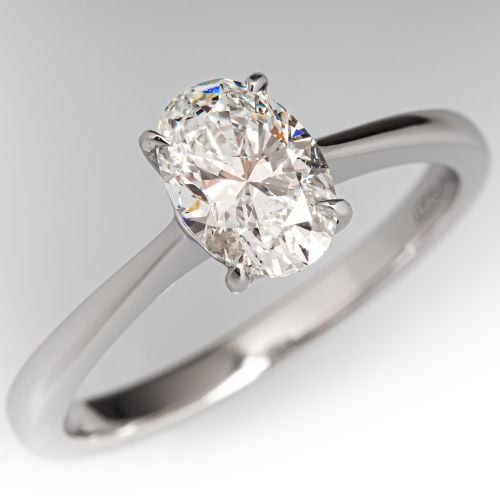 Oval Diamond Solitaire Engagement Ring Platinum 1.02Ct G/SI2 GIA