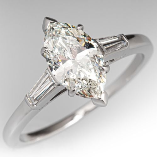 Marquise & Baguette Diamond Engagement Ring 1.17Ct K/VVS2 GIA