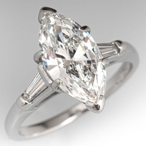 Marquise Diamond Engagement Ring Platinum 1.59Ct I/SI2 GIA
