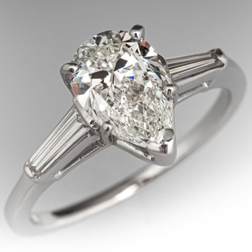 Classic Pear Diamond Engagement Ring Platinum 1.50Ct I/SI2 GIA