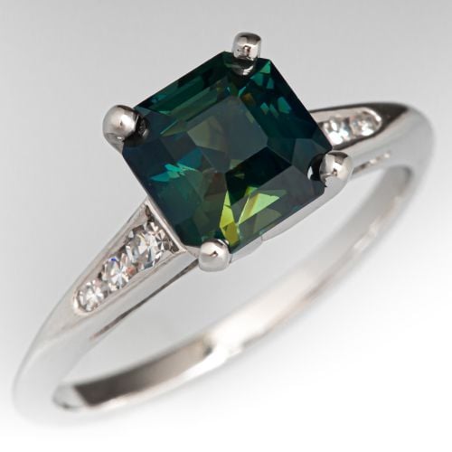 2 Carat Square Sapphire Engagement Ring Platinum