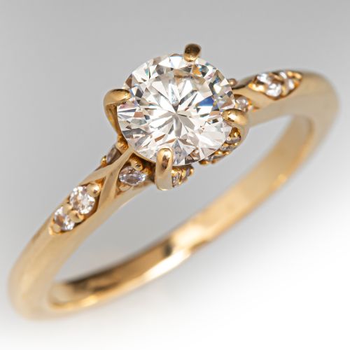 Half Carat Diamond Engagement Ring 14K Yellow Gold