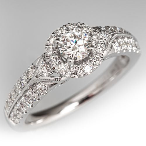 Sleek Diamond Engagement Ring 14K White Gold .33Ct I/SI1