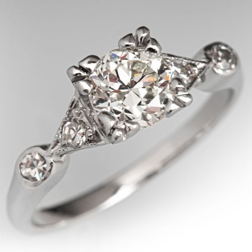 Art Deco Diamond Engagement Ring Platinum .75Ct K/SI1 GIA