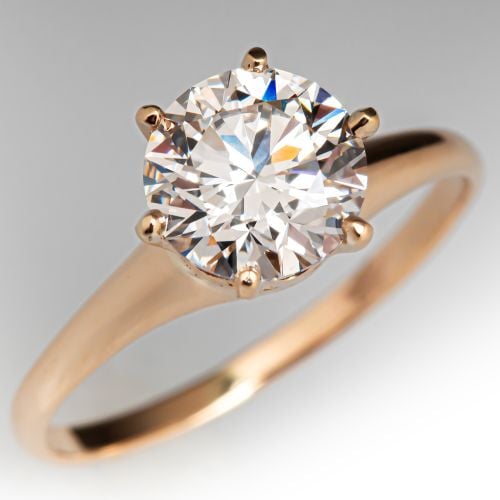 1.38ct Lab Grown Diamond Solitaire in Yellow Gold 1920s Mounting