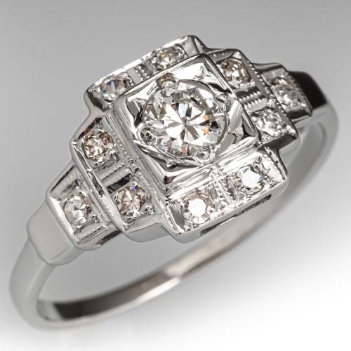 Lovely Vintage Transitional Diamond Ring White Gold
