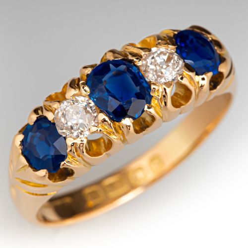 Turn of the Century No Heat Sapphire Ring 18K Yellow Gold