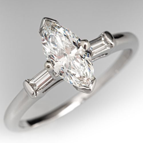 Marquise Diamond Engagement Ring Platinum .82Ct F/VS2 GIA