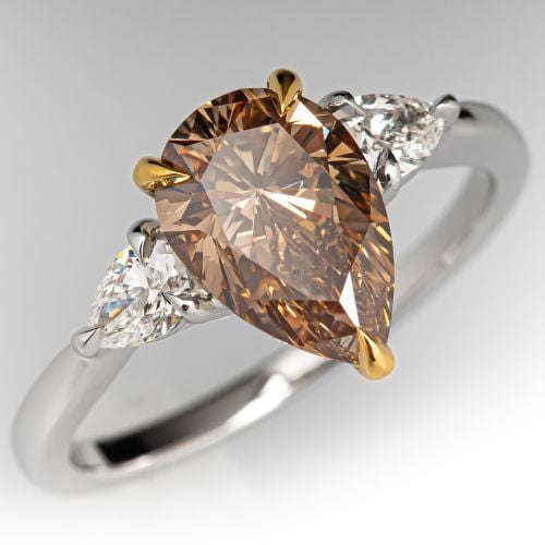 Fancy Color Pear Cut Diamond Engagement Ring 1.75Ct VS1 GIA