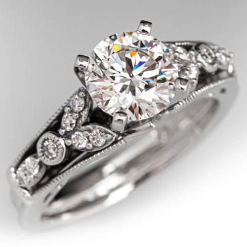 1.29Ct E/VS1 Lab Grown Diamond in Contemporary Diamond Wedding Set 18K/14k/ Platinum