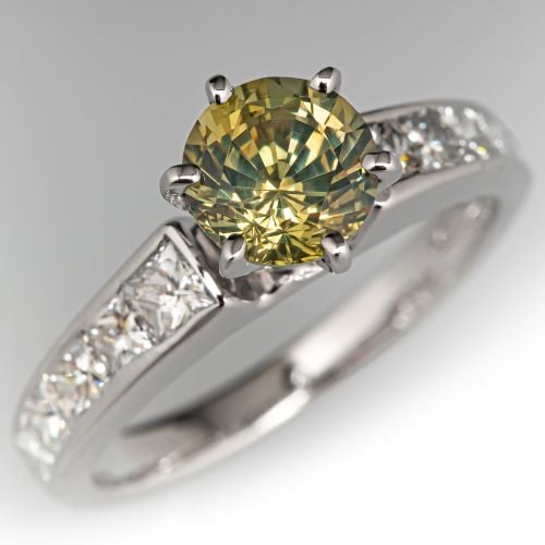 No Heat Montana Sapphire Engagement Ring 18K White Gold