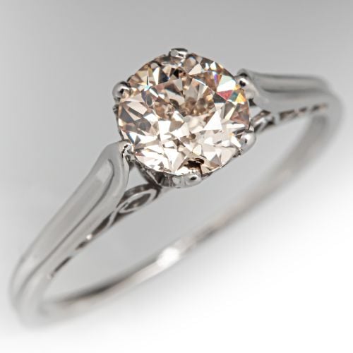 Circa 1920s Cathedral Diamond Engagement Ring Platinum .73Ct K/I1