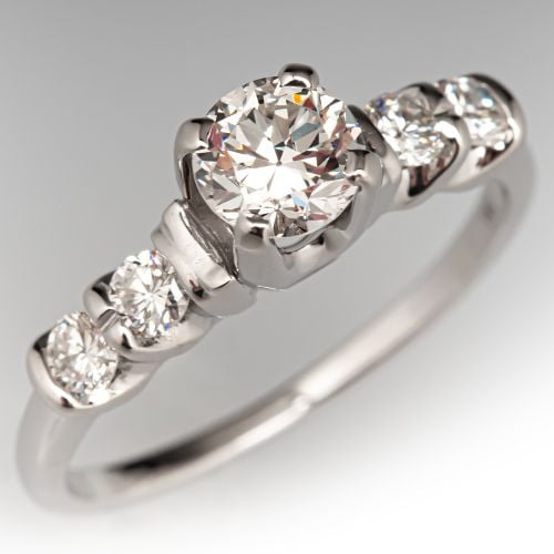Five Stone Diamond Engagement Ring 14K White Gold .52Ct E/SI1