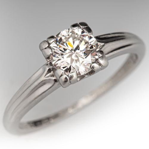 Circa 1950s Vintage Diamond Engagement Ring Platinum .57Ct E/VS1 