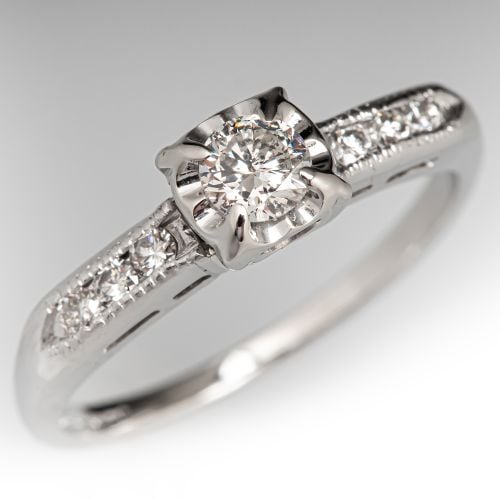 Milgrain Vintage Diamond Engagement Ring Platinum .25Ct F/I1