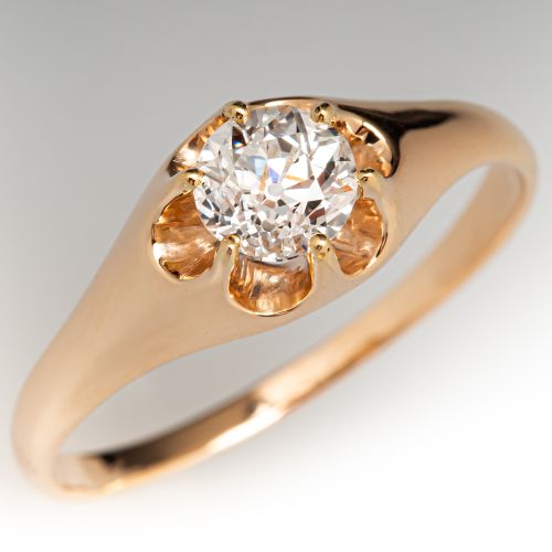 Buttercup Set Diamond Engagement Ring 14K Yellow Gold .62Ct H/I2 GIA
