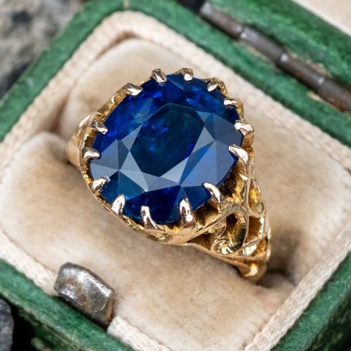 6 Carat GIA Sri Lanka Blue Sapphire Ring in Yellow Gold