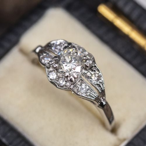Lovely Vintage Diamond Engagement Ring Platinum .41ct I/I1